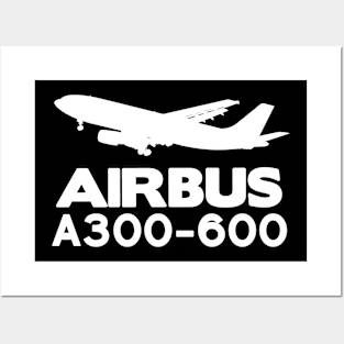 Airbus A300-600 Silhouette Print (White) Posters and Art